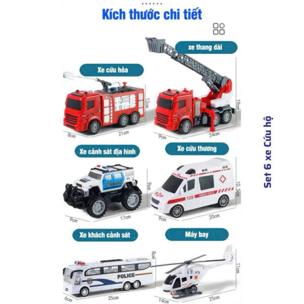 Set 6 xe cứu hoả cho bé - Hình ảnh 3