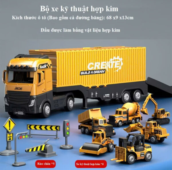 Đồ Chơi Ô Tô Container Biến Hình Kèm Nhiều Xe Ô Tô Xây Dựng